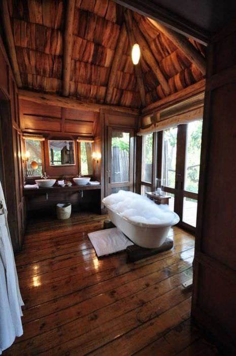 Ванная комната дизайн в деревянном доме фото