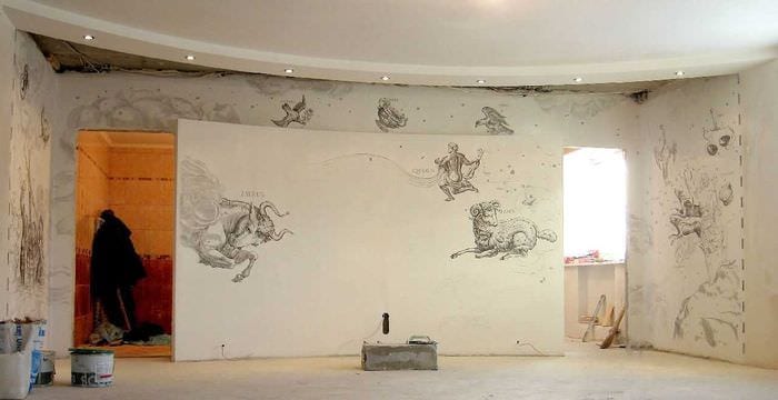 мысль прекрасного рисунка дома с росписью стен
