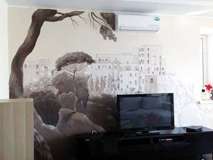 вариант прекрасного рисунка квартиры с росписью стен