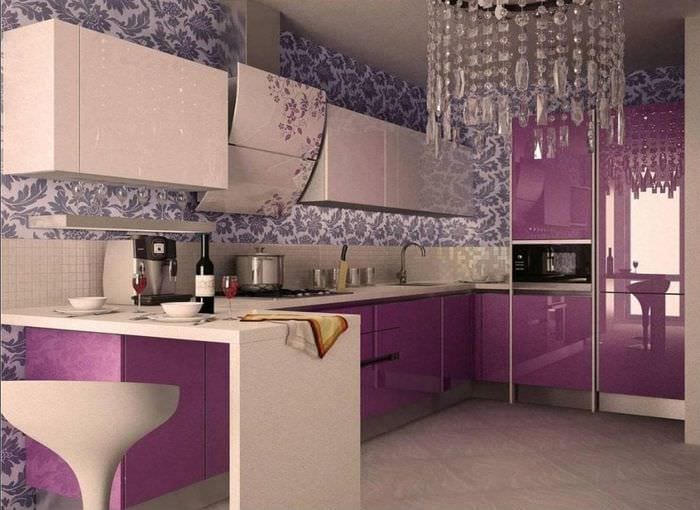 Дизайн кухни в фиолетовом стиле